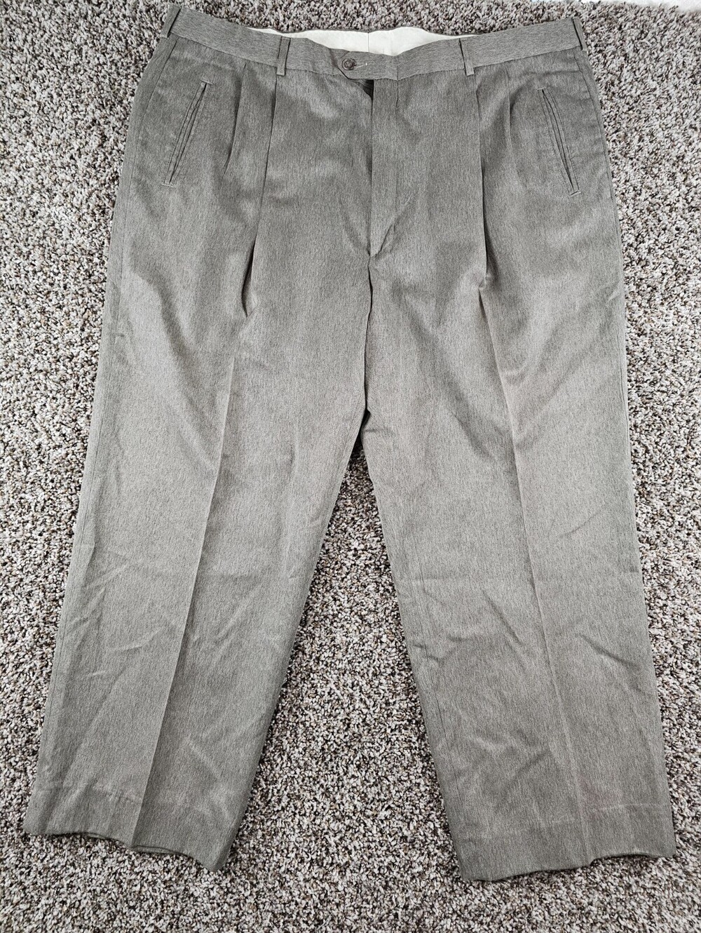 Haggar Black Label Mens Sz 44x32 Pleated Front Dress Pants Taupe Beige Gray